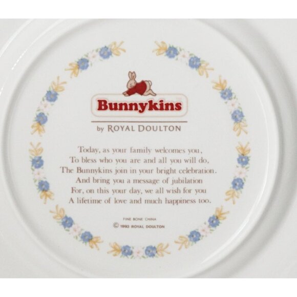 2 Piece Vintage Bunnykins Royal Doulton Christening Plate and Mug Original Box 1 - Picture 6 of 10